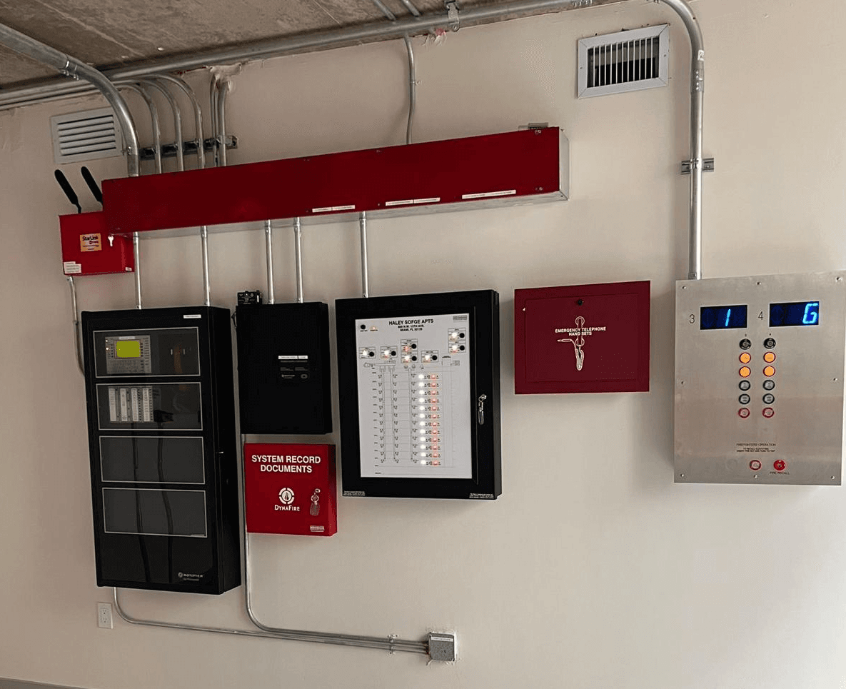 Fire alarm control panels and elevator status display